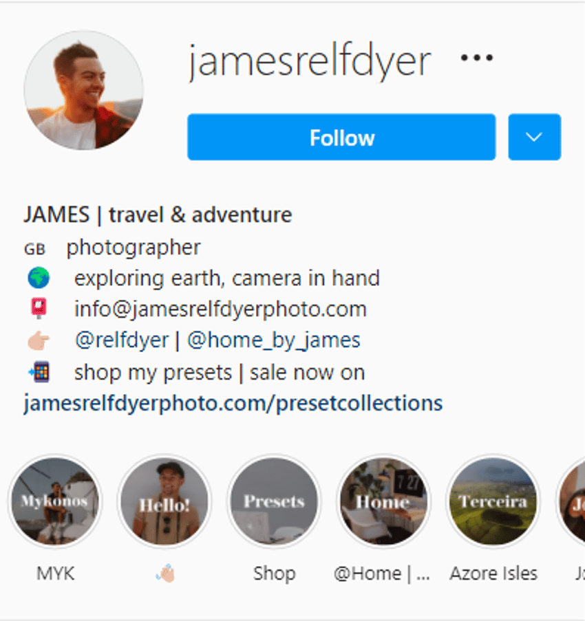 travel account bio